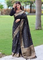 Pure Soft Silk Black Traditional Wear Zari Work Saree